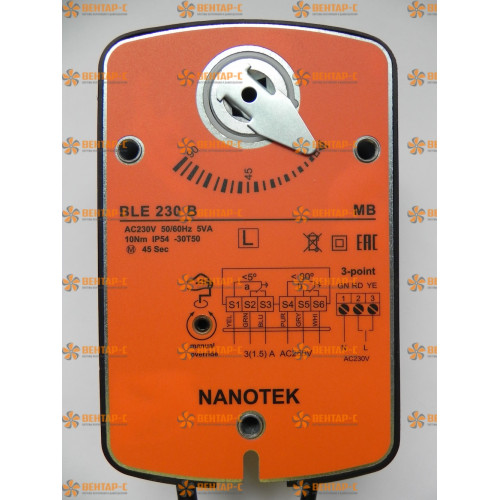 Электропривод Нанотек BLE 230 B (10 Н·м, противопожарный, реверсивный) Электропривод Нанотек BLE 230 B (10 Н·м, противопожарный, реверсивный)