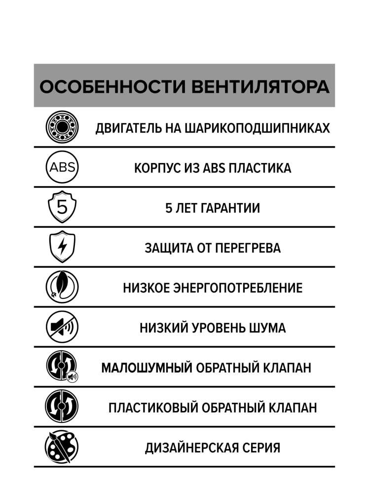 Вентилятор накладной BREEZE D100 обратный клапан Dark gray metal DICITI