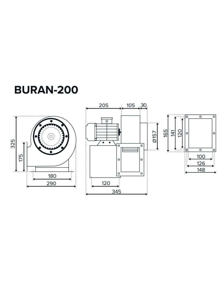 Вентилятор радиальный BURAN 200 220V Пр0 4полюс ERA PRO